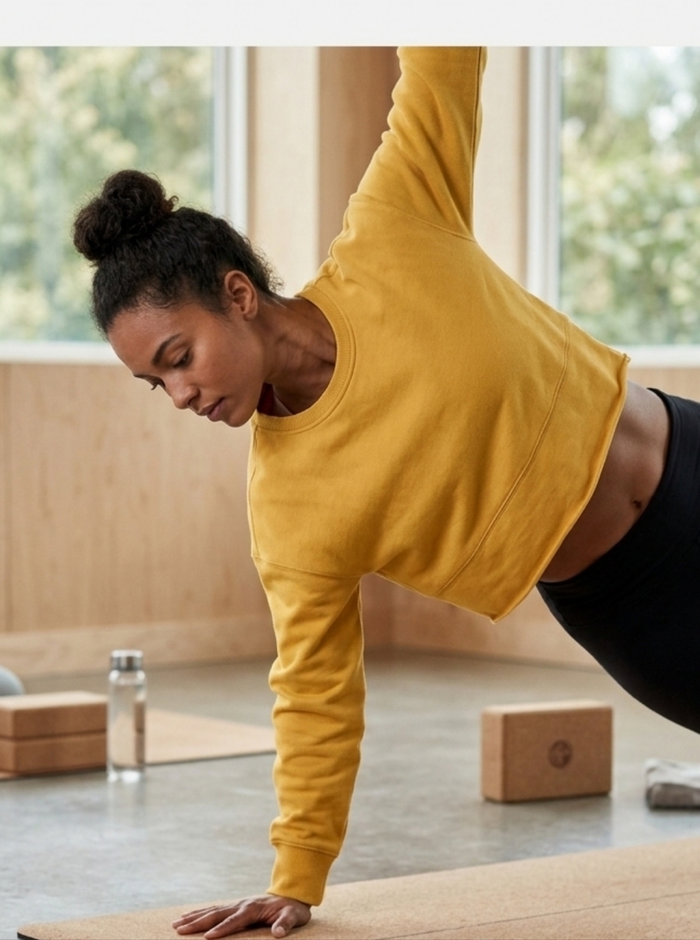 Zyia Active Yellow Crewneck Sweatshirt - Size L